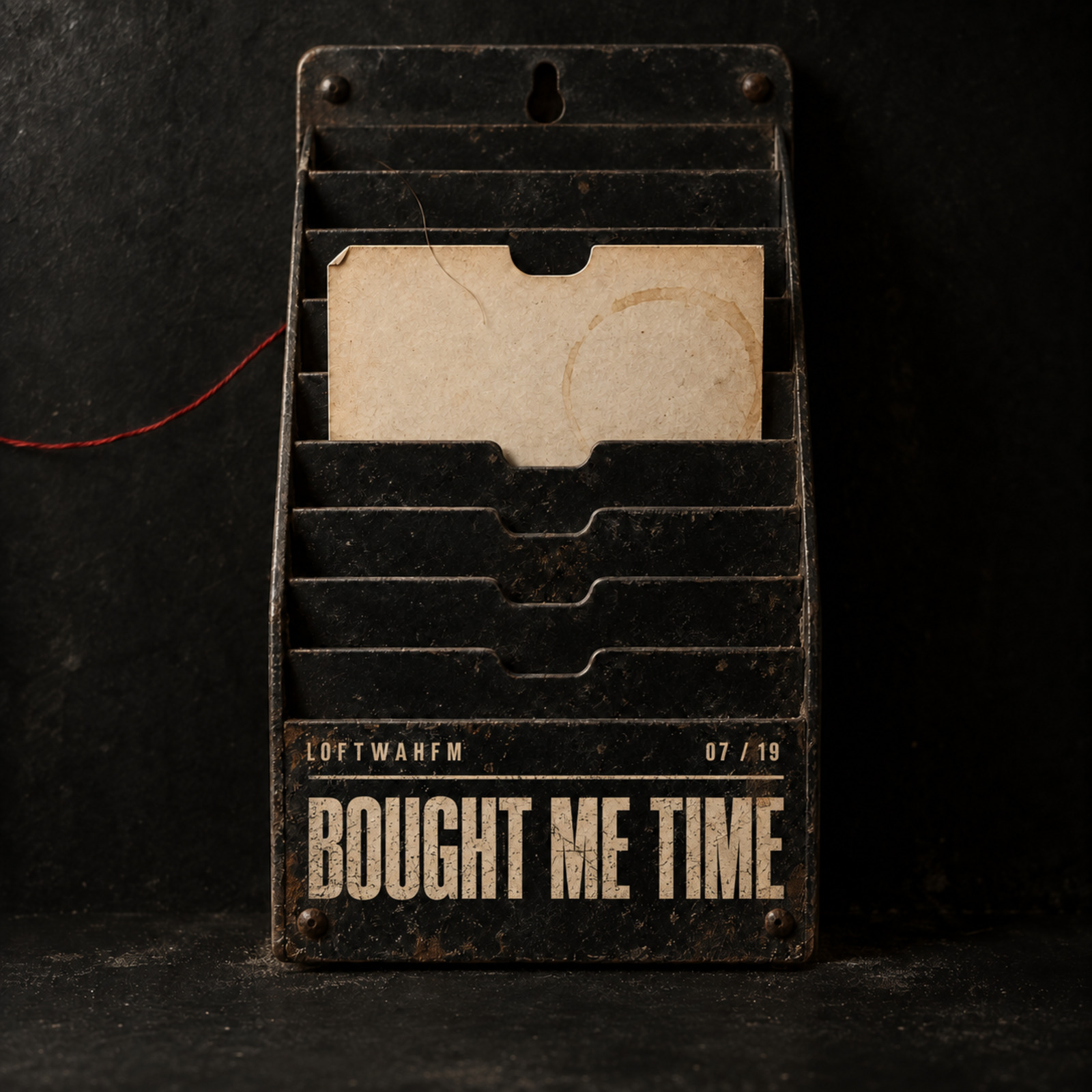 A blank time card with a kettle ring sits half removed from a black rack above the track title.